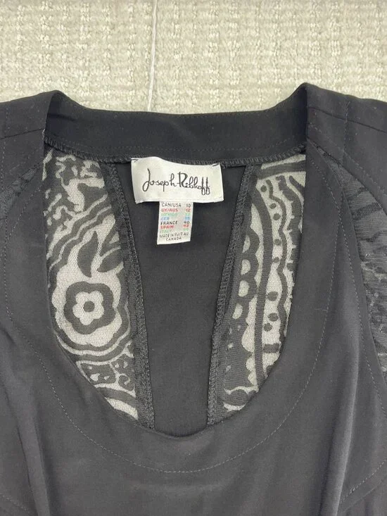 Joseph Ribkoff Midi Dress Black Sz 10 Asymmetrical Witchy Goth Avant-Garde - Picture 4 of 8